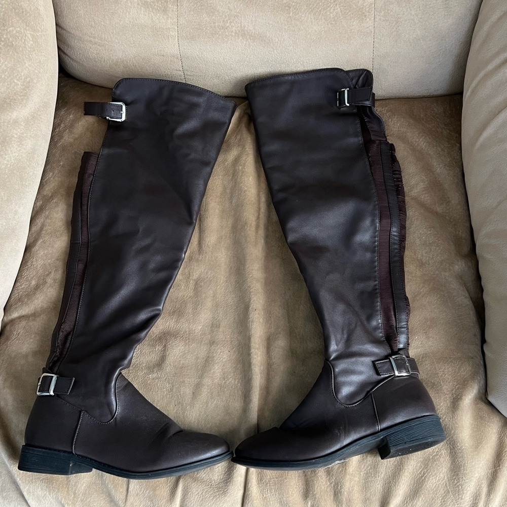 Brown knee high boots